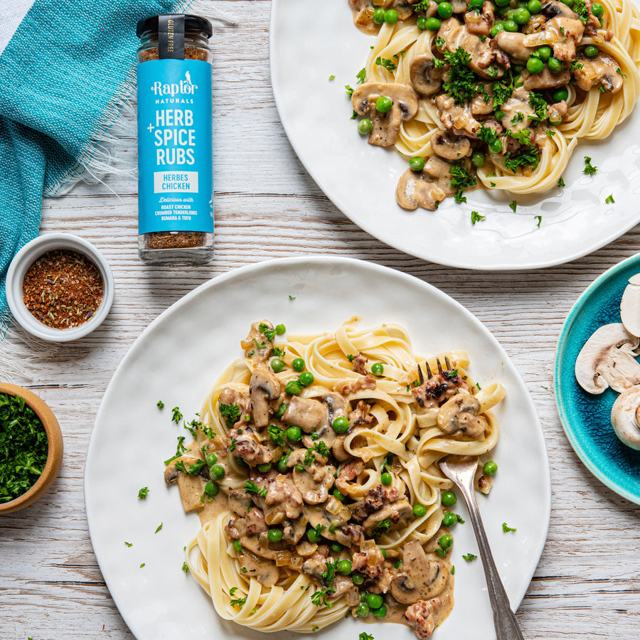 Creamy Bacon and Mushroom Fettuccine – Raptor Naturals
