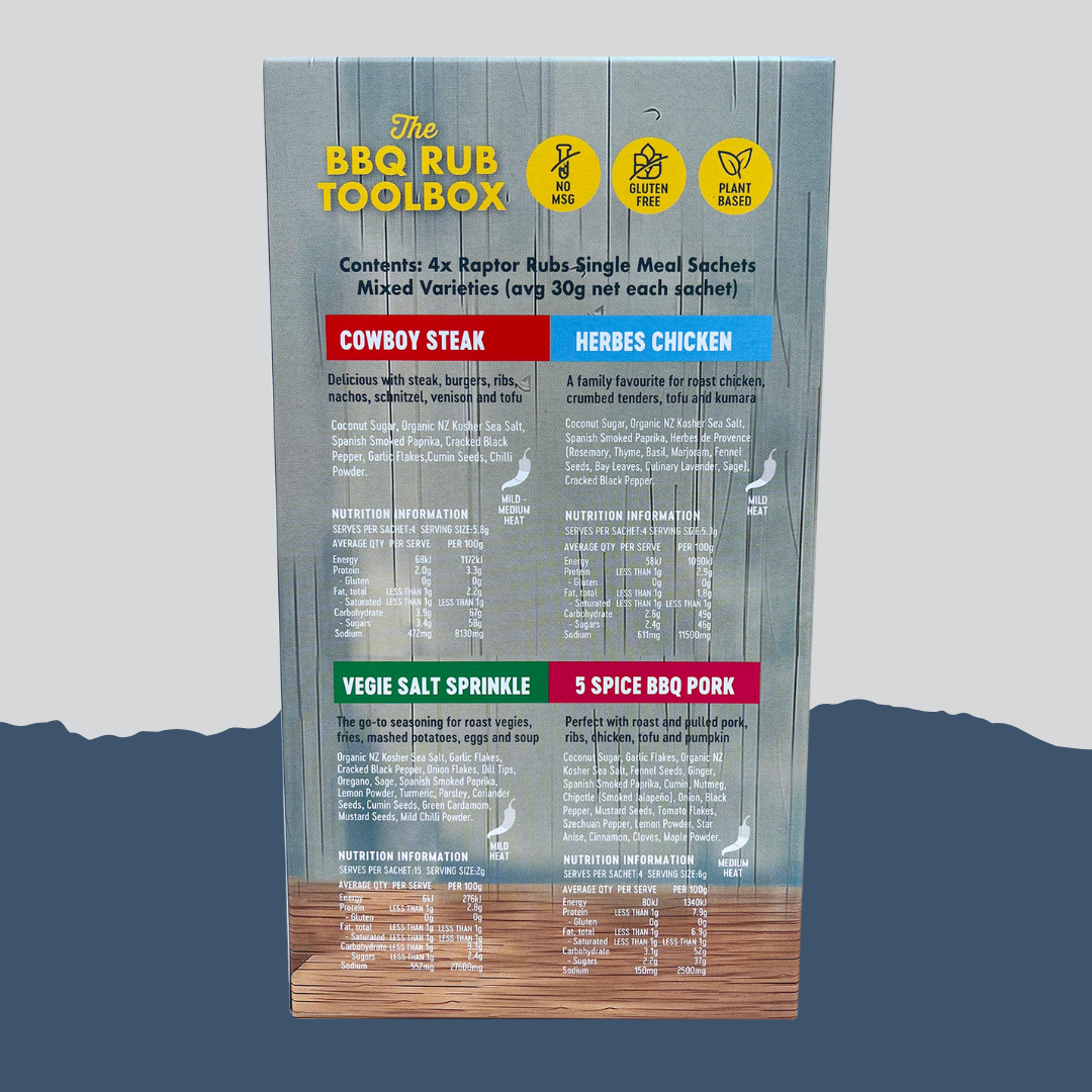 Rub Box BBQ Rub Toolbox - 4 Flavour Sample Kit – Raptor Naturals