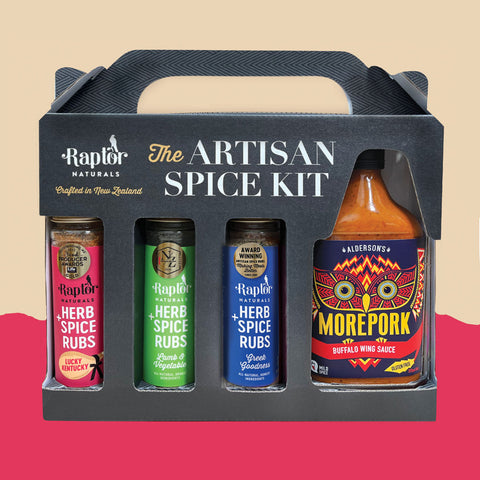 Raptor Naturals Artisan Kit Spice Kit – Gift Box includes 3 rubs and buffalo wing sauce